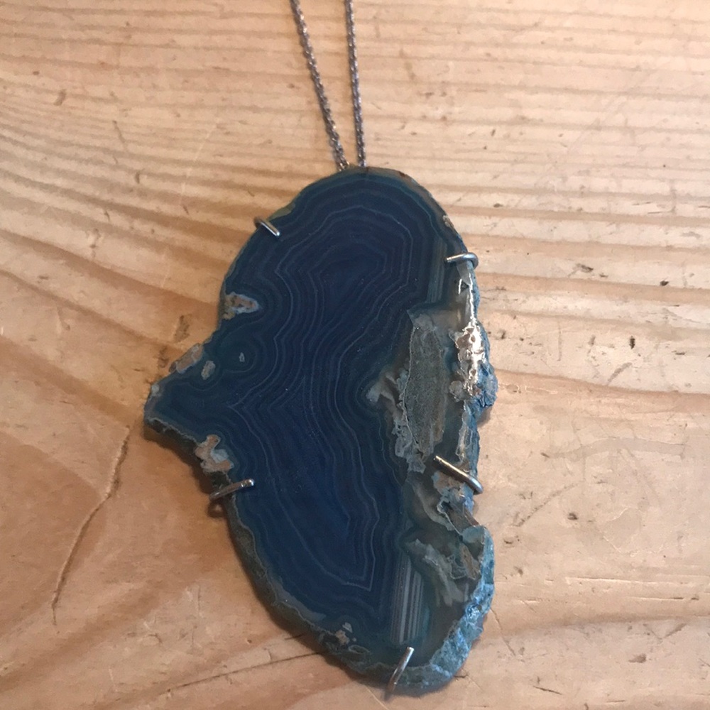 Sterling silver real geode necklace
